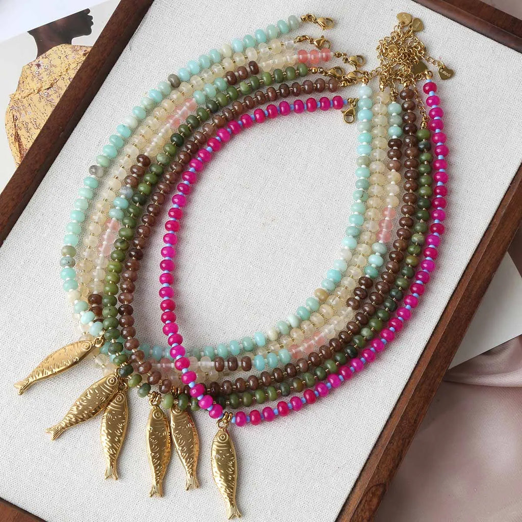 Fashion Retro Fish Necklace Titanium Steel Koi Fish Pendant Necklaces for Women Exquisite Beach Party Jewelry Accessories