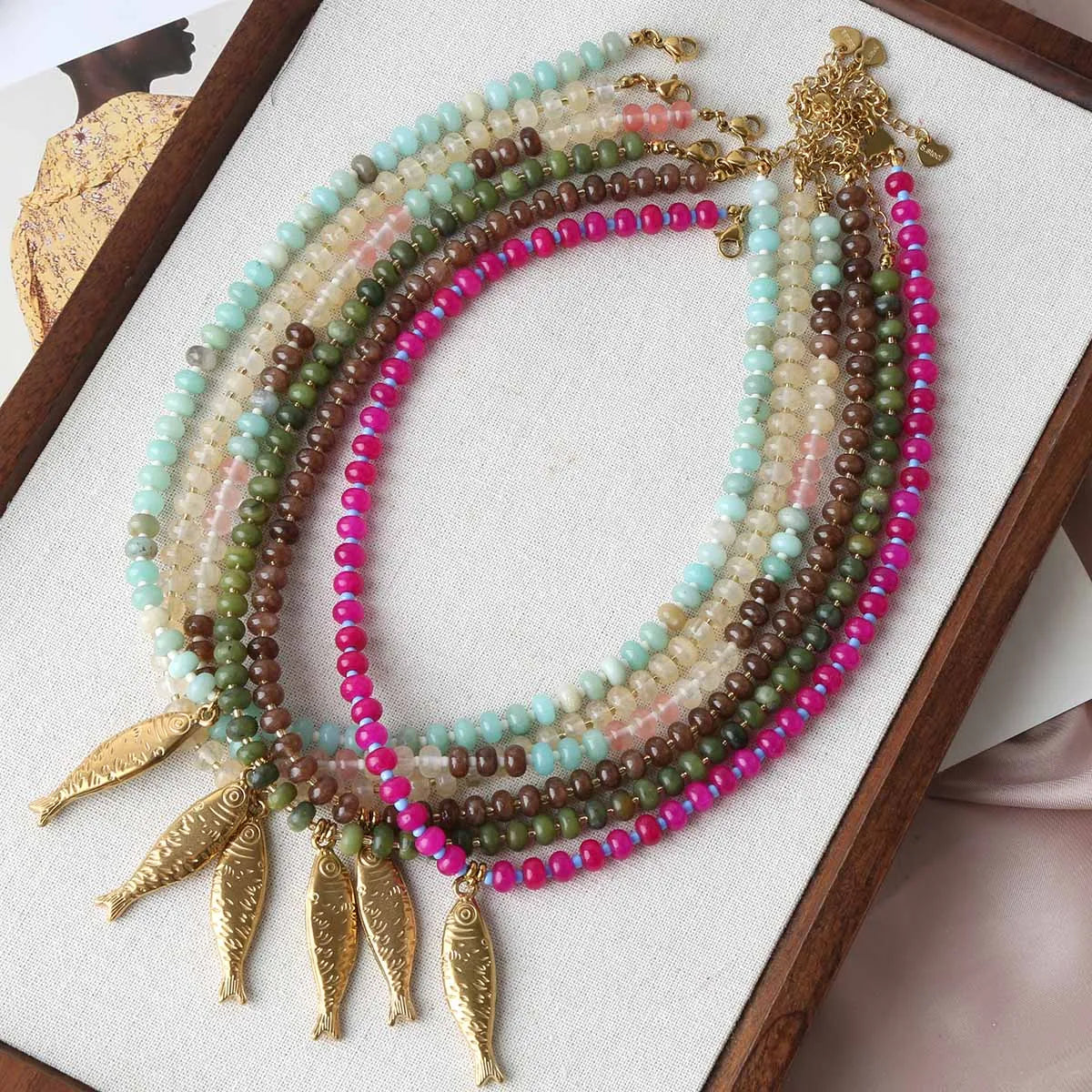 Fashion Retro Fish Necklace Titanium Steel Koi Fish Pendant Necklaces for Women Exquisite Beach Party Jewelry Accessories