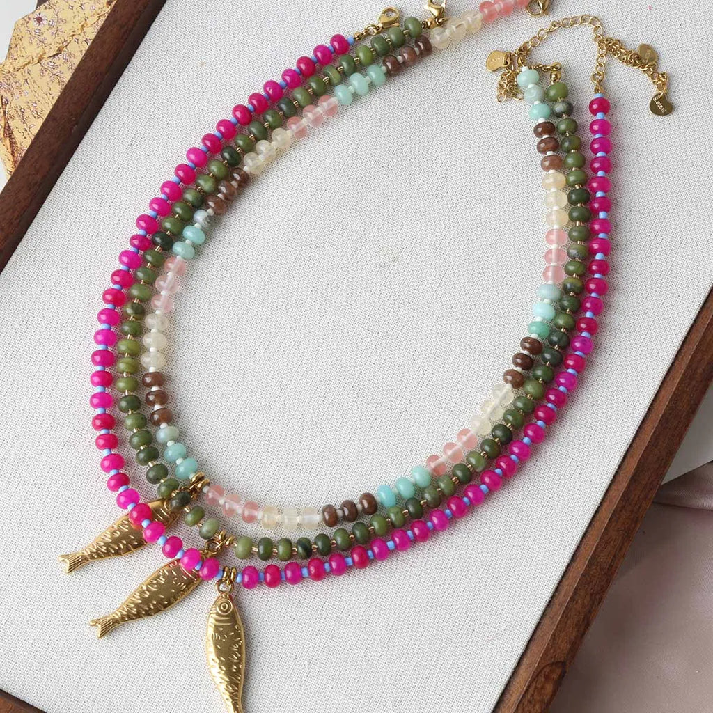 Fashion Retro Fish Necklace Titanium Steel Koi Fish Pendant Necklaces for Women Exquisite Beach Party Jewelry Accessories