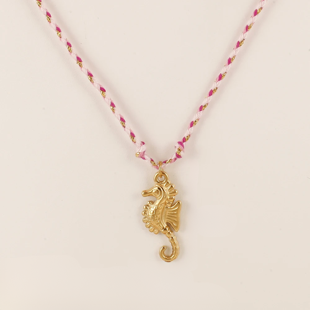 Collar Caballito de Mar Destello Rosa
