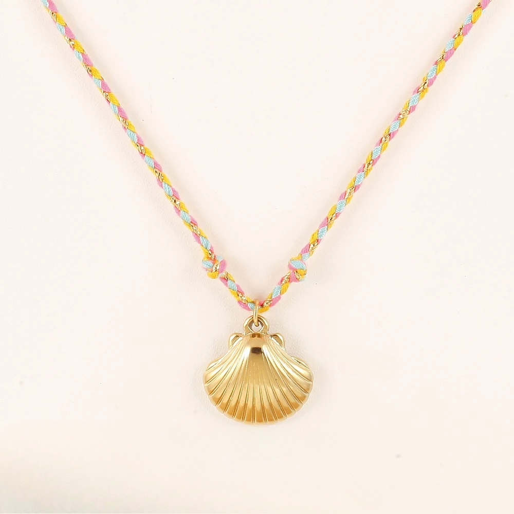 Collar Concha Neón Dorada