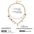 Uworld Fashion Vacation Style 18K Gold Color Plated Stainless Steel Natural Color Stone Pendant Necklace Stackable Double Layer