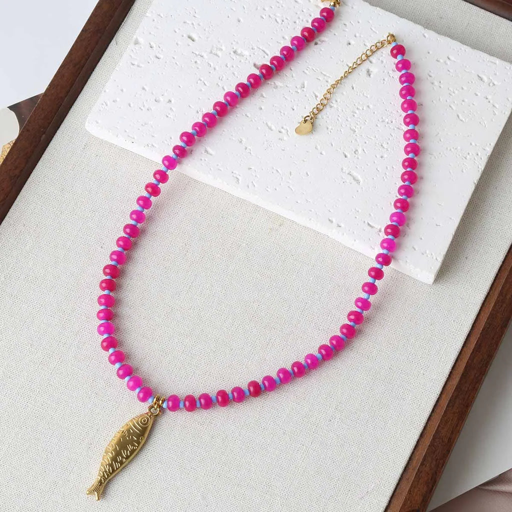 Fashion Retro Fish Necklace Titanium Steel Koi Fish Pendant Necklaces for Women Exquisite Beach Party Jewelry Accessories